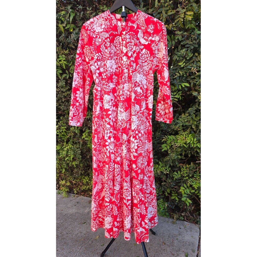 Hyacinth House Tuckermuck XS NWOT Red Floral Maxi Dress Long Sleeve Tiered Boho